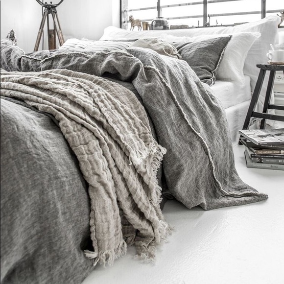 NEW! queen Linen Blend Sheet Set grey - Threshold 60in x 80in